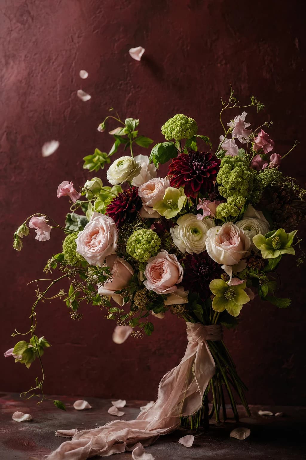 Hand-tied bouquet of garden roses