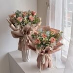 Peach and Pink Roses Bouquet